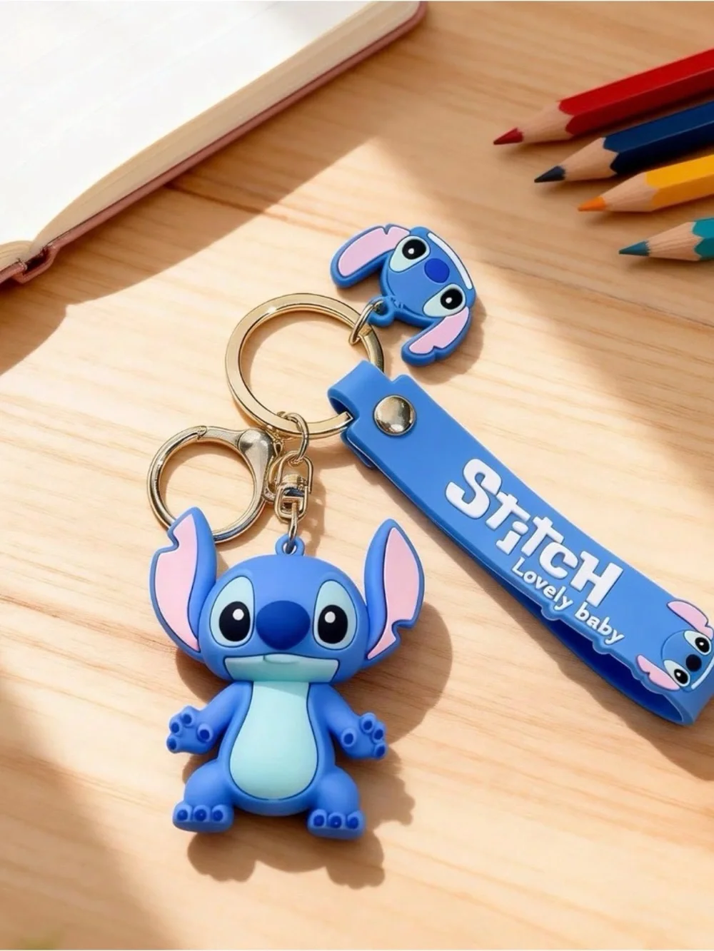 Disney Stitch Keychain Silicone 3D Figure Bag Charm Wristlet Strap Kids Gift
